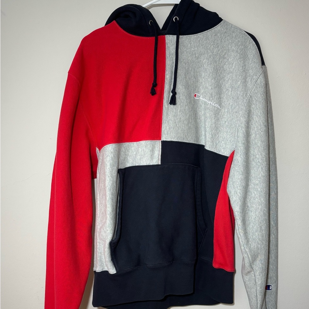 Champion Men's Tri-Color Hoodie - Red, Gray, Black